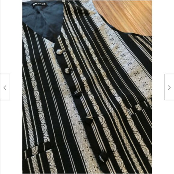 Bracci Formal Black Satin & Silver Metallic Vest Size Large 42" Chest - Picture 4 of 7
